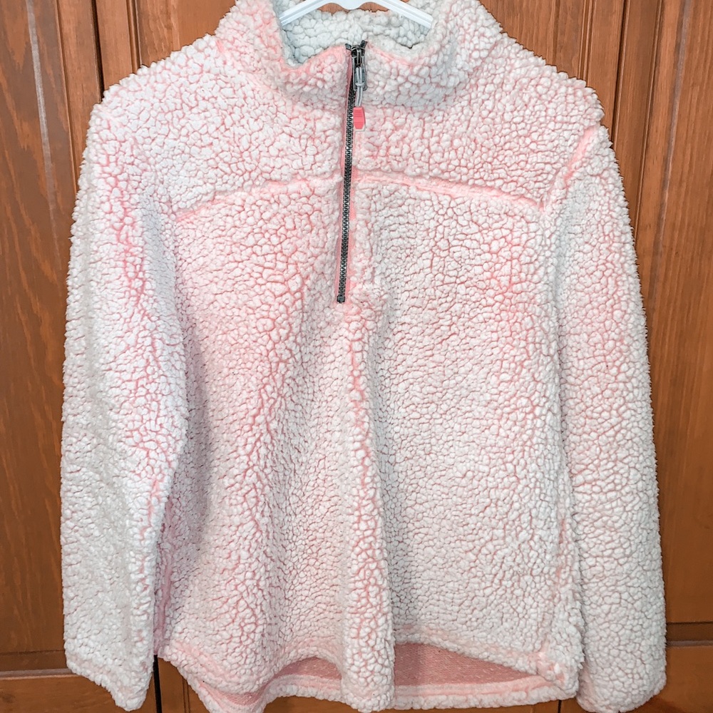 Light Pink Sherpa Half- Zip Pullover